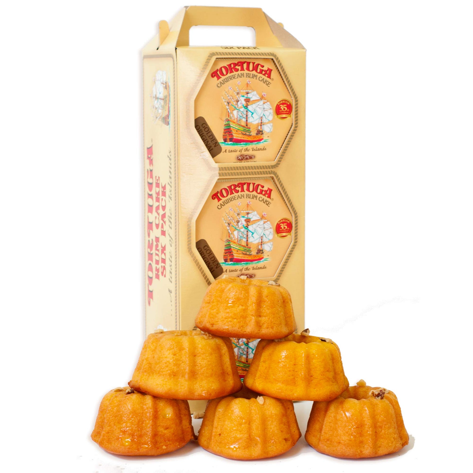 TORTUGA Golden Original Rum Cake, 4oz, Pack of 6, Moist and Delicious Treat