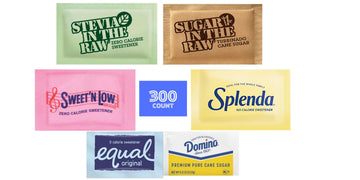 300 Count | Sugar and Sweetener Packets | Sugar Substitute | Pure Cane Sugar | Turbinado Sugar In The Raw | Brown and White Bulk