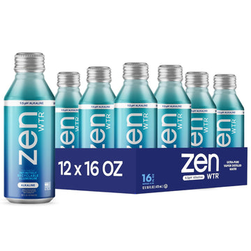 Zenwtr Ultra-Pure, Vapor Distilled Water, 16 Oz (Pack Of 12) Bottled Water, 9 Ph Alkaline Water With Electrolytes For A Crisp, R