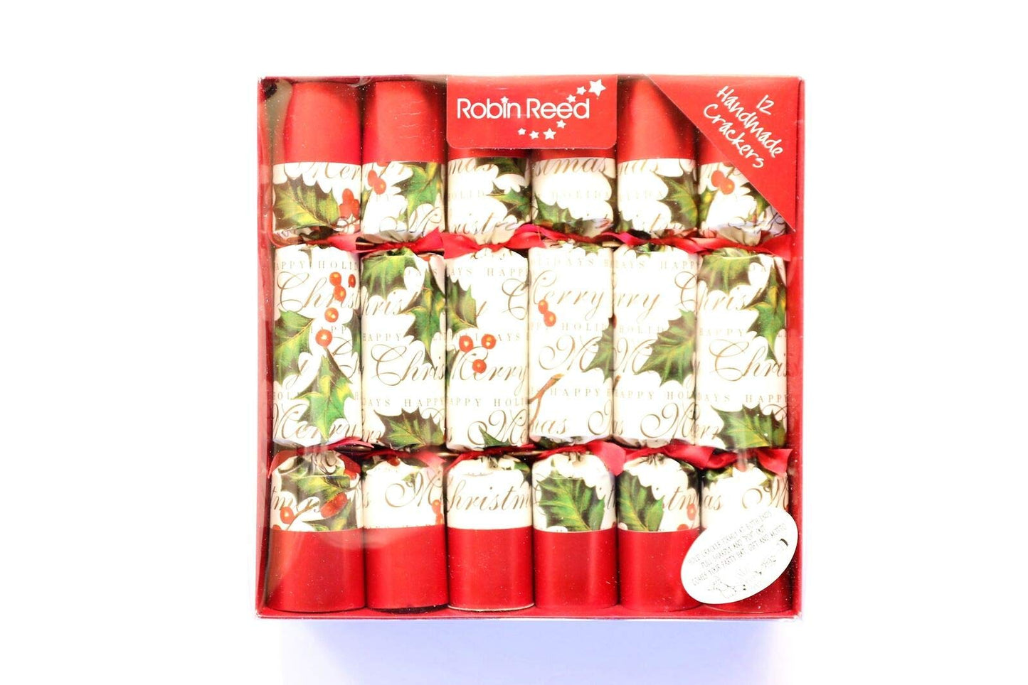 Bundle of 12 Bows & Berries Holiday Crackers by Robin Reed
