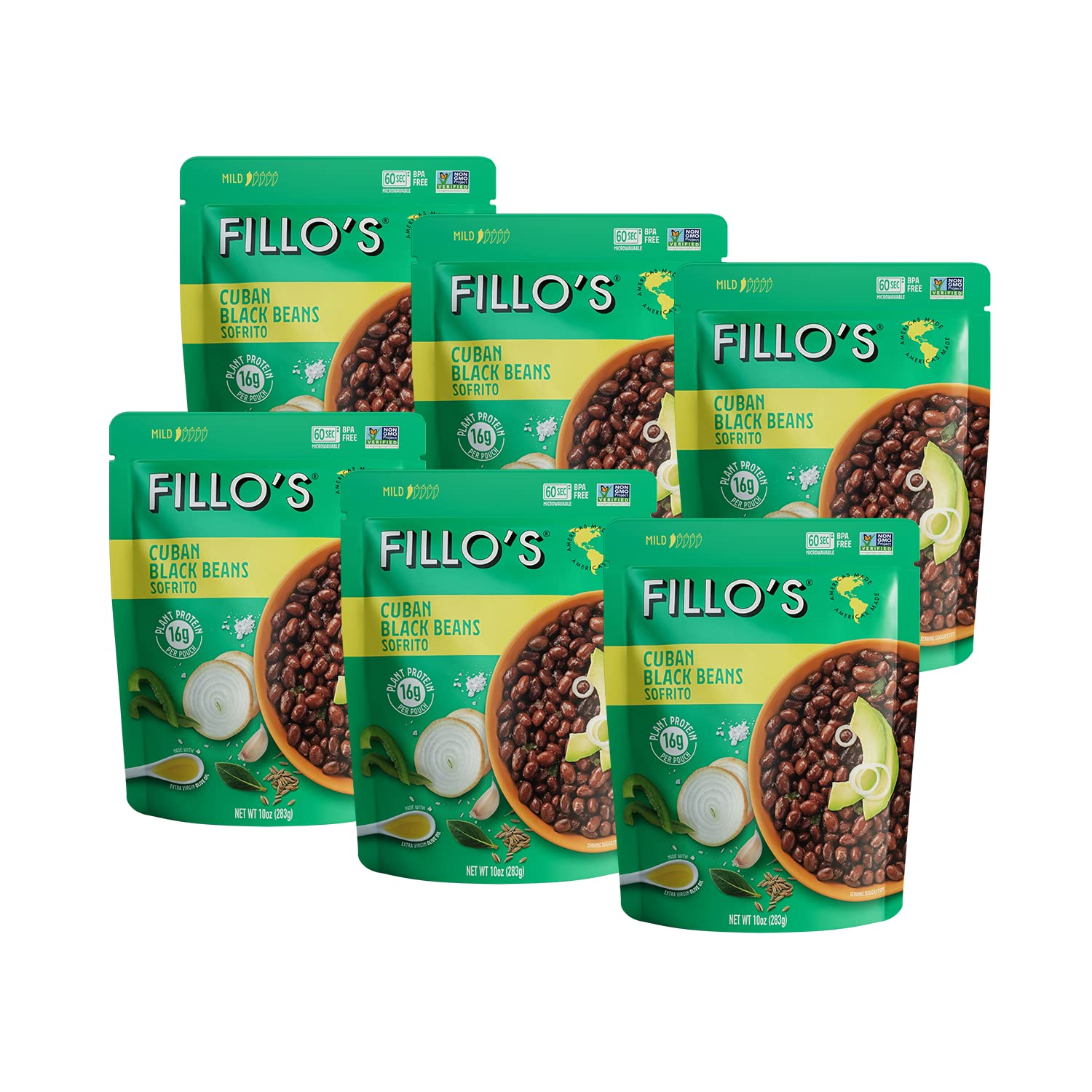 Fillo'S Cuban Black Beans - Ready To Eat Beans, Gluten-Free, Preservative-Free, Microwavable Meals, Non-Gmo, Plant Protein, Vega
