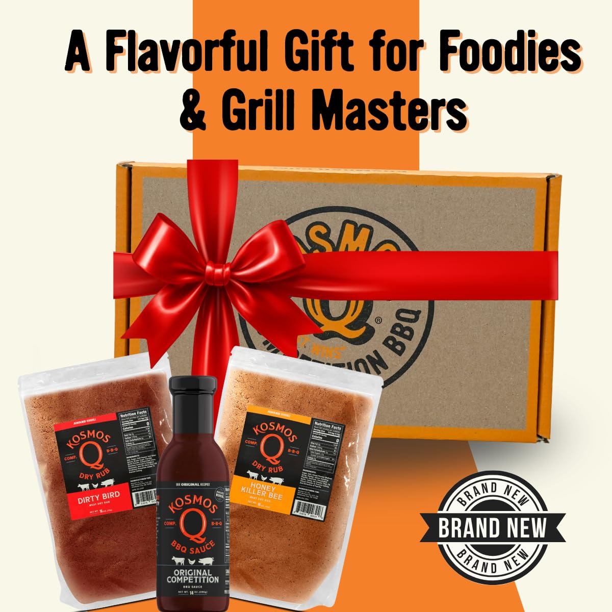 Kosmos Q Christmas Bbq Box, Original Competition Barbecue Sauce Plus Dirty Bird & Honey Kb Dry Rubs, Gift Set For Smoky Aroma & Grilling Chicken, Ribs, Pulled Pork, Christmas Gifts, Gifts For Men