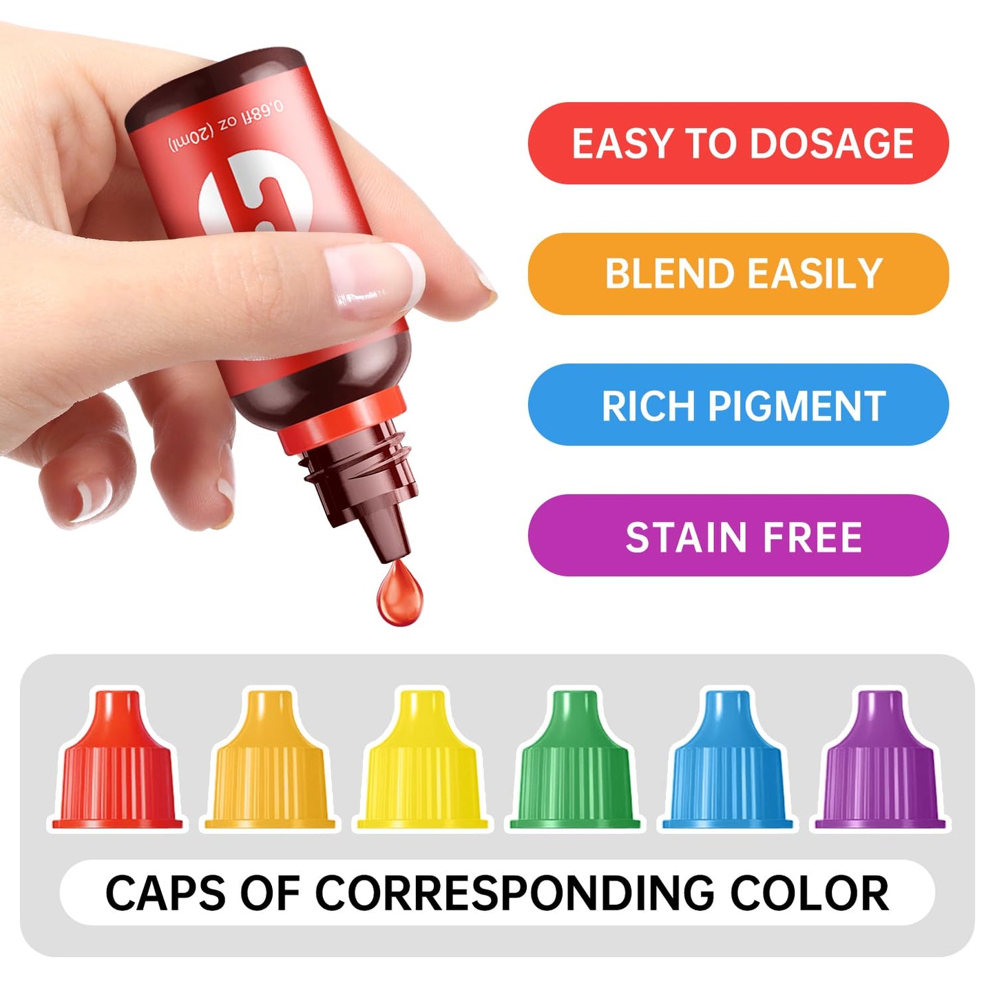 Food Coloring Liquid Food Dye Water Based Food Color 6 Colors X 20 Ml Liquid Food Coloring Set Concentrated Food Coloring For Sl