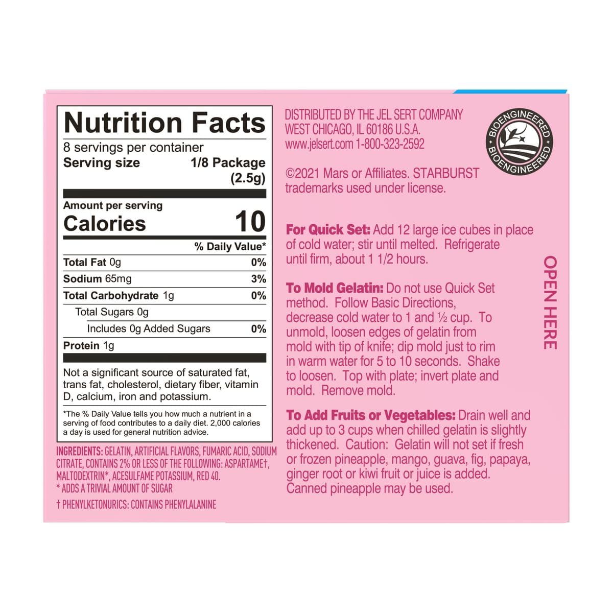 Starburst Sugar Free Gelatin Variety Pack - Pack of 6-3 Flavors - 2 of Each Flavor - Strawberry  Blue Raspberry  and Cherry - Easy to Make for a Variety of Uses