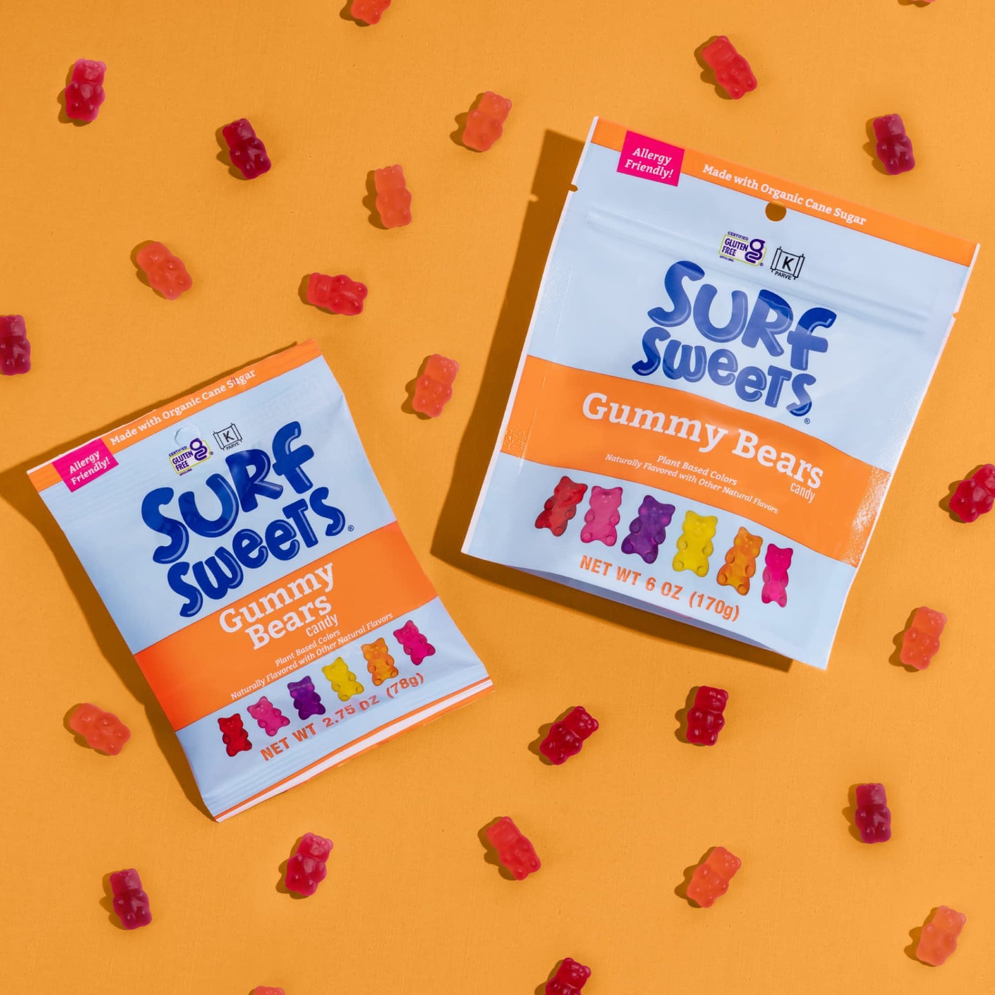Surf Sweets Gummy Bears, Made with Organic Cane Sugar and Organic Fruit Juice, Nut & Gluten Free & No Artificial Colors, 2.75 oz
