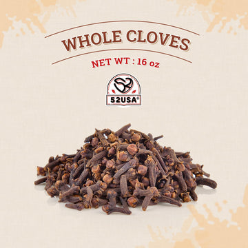 52Usa Cloves 16Oz In Bag | Whole, Fresh & Aromatic Cloves | Premium Spice For Cooking, Baking, & Tea | Natural, Non-Gmo, Kosher