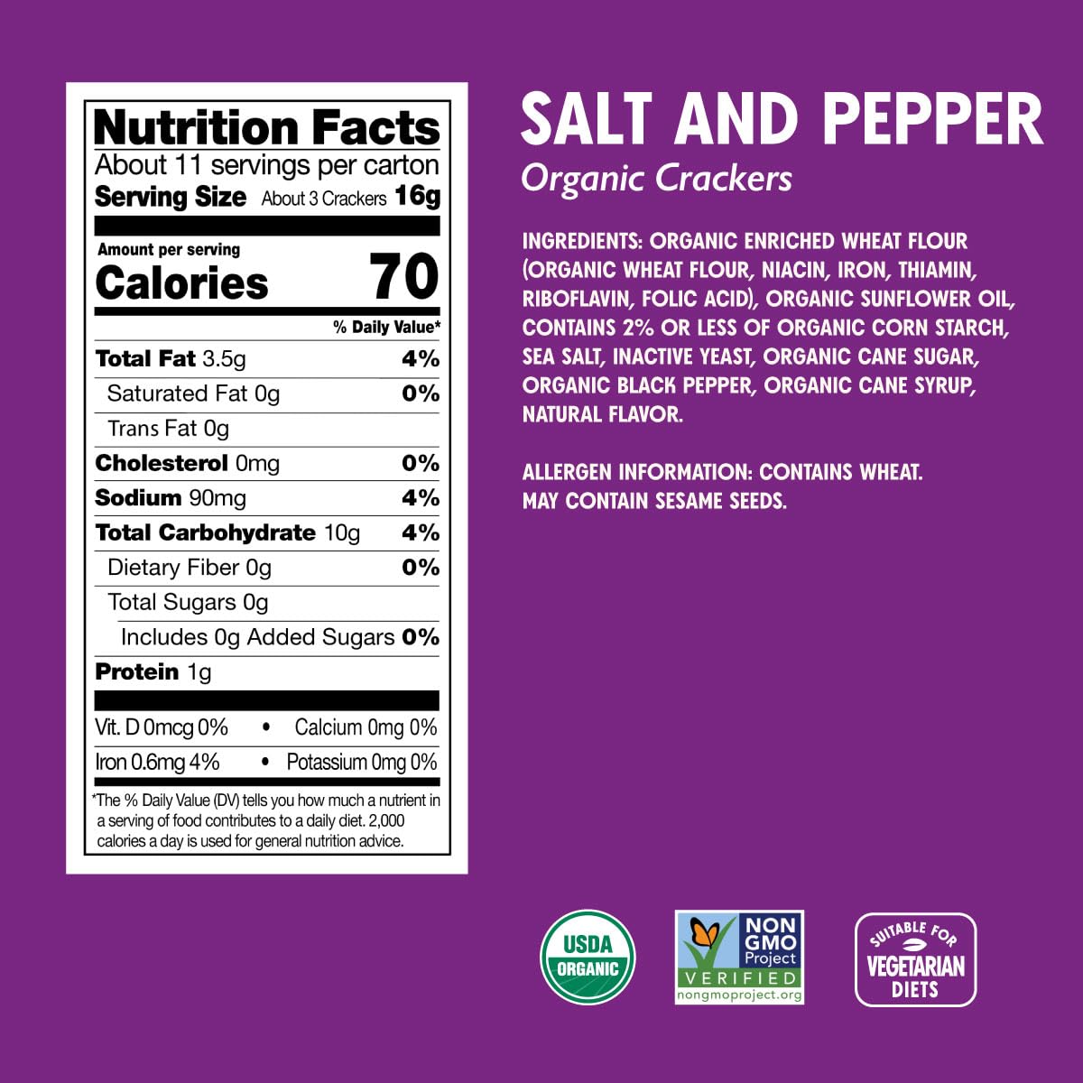 Miltons Organic  ers, Salt & Pepper, Non-GMO, Kosher, 6 Oz