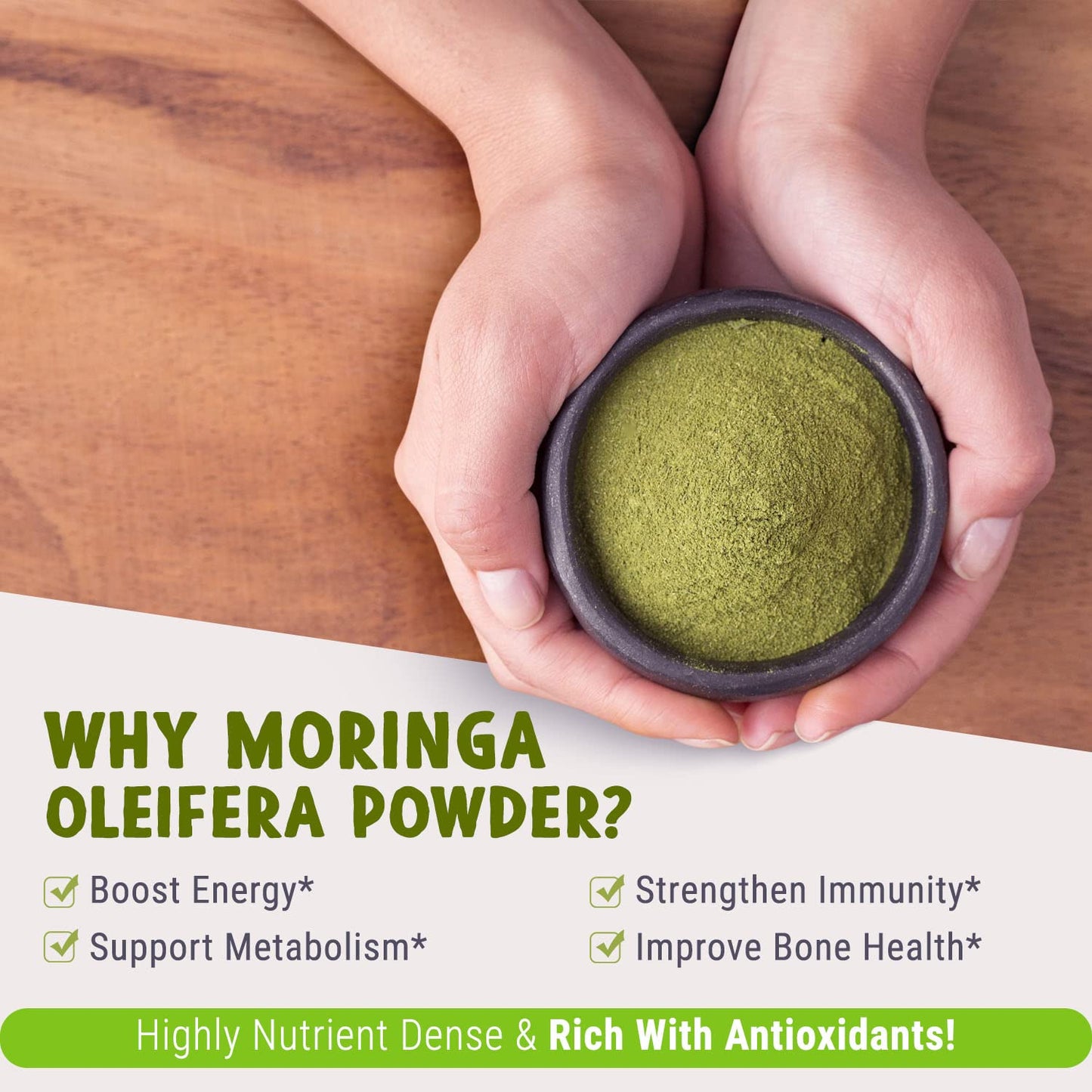 Majus Organic Moringa Powder (1 Pound), Oleifera Leaf, Extra-Fine Quality, Dried Drumstick Tree Leaves, For Tea, Smoothies, Food-Grade