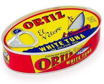 Ortiz Tuna in Olive Oil, 3.95oz Oval Tin 6 Pack | Superior Canned Tuna in Olive Oil | Ortiz White Tuna in Olive Oil [3.95oz/112g