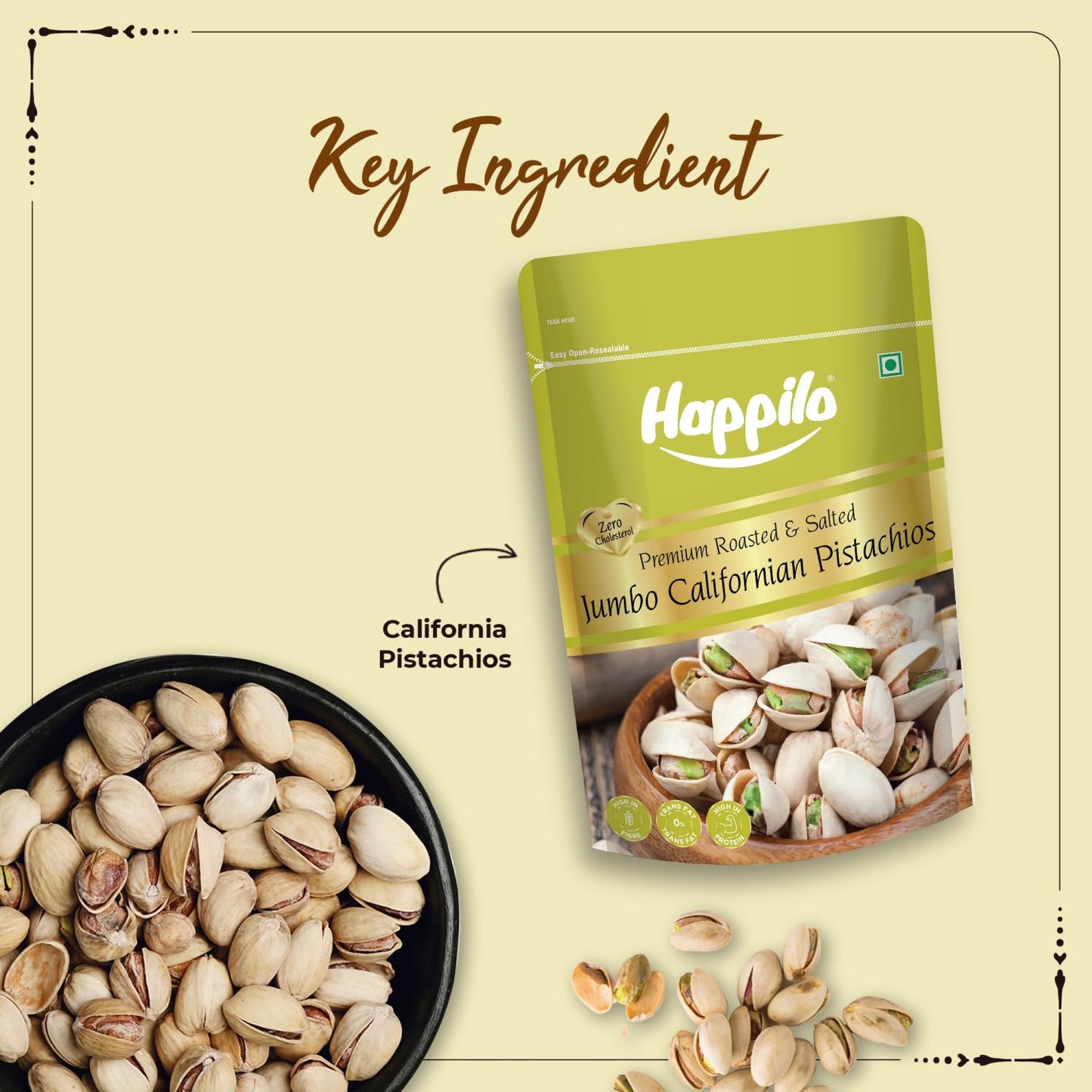 Happilo Enhanced Californian Roasted And Salted Pistachios, 200G