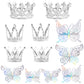 30 Pieces Mini Crown Cake Topper Small Silver Crown Mini Tiara With 3D Silver Butterfly Decoration For Flower Arrangements Crown