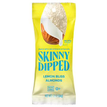 SkinnyDipped Lemon Bliss Yogurt Covered Almonds, Healthy Snack, Plant Protein, Gluten Free, 1.2 Ounce (Pack of 15)