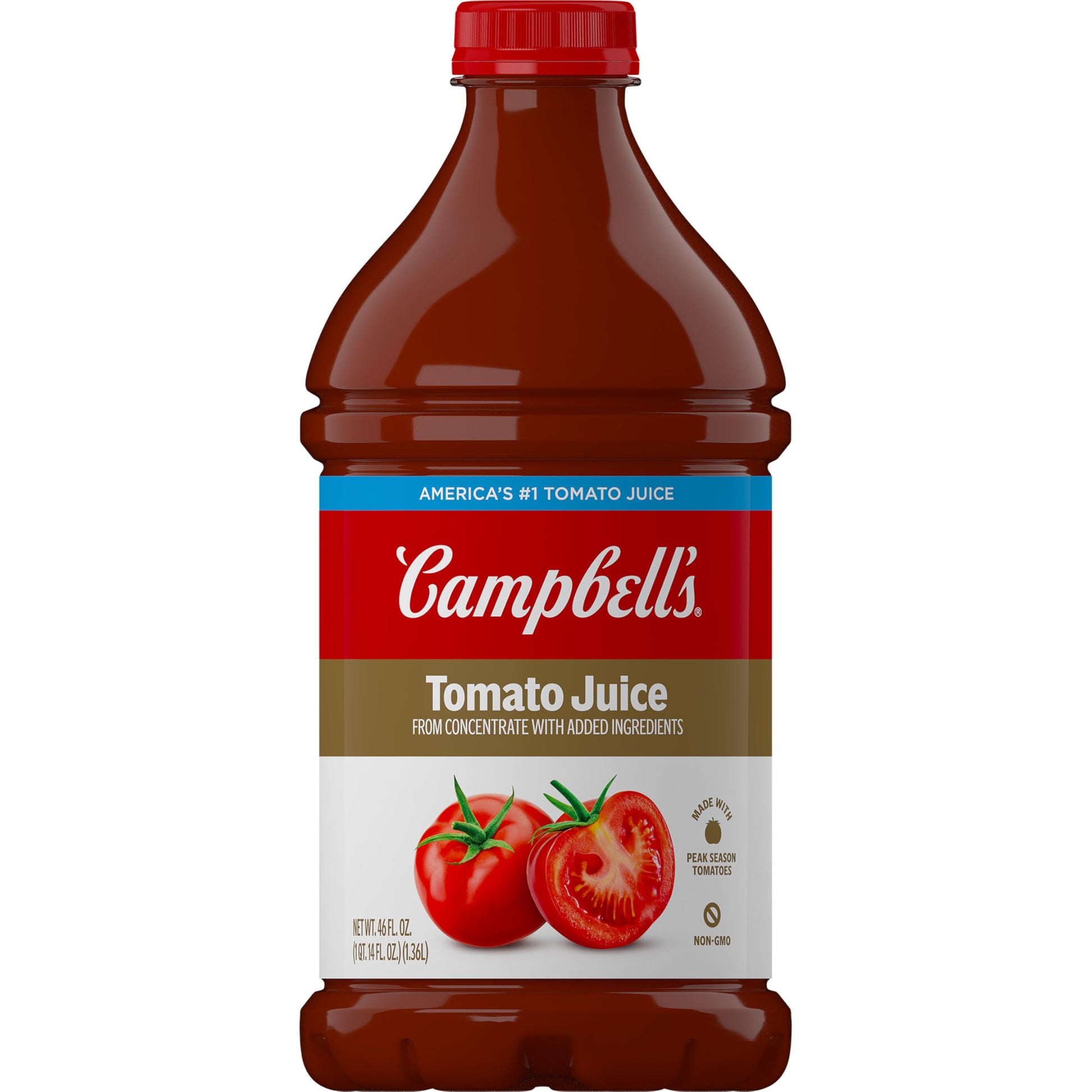 Campbells 100% Tomato Juice, 46 fl oz Bottle, Pack of 1