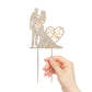 Mr And Mrs Cake Topper Rhinestone Crystal Metal Love Wedding Cake Topper Funny Bride And Groom, Gold