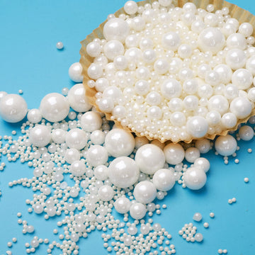 Edible White Pearl Sugar Sprinkles Candy 120G/ 4.2Oz Baking Cake Sprinkles Cupcake Toppers Ice Cream Toppings Cookie Decorations