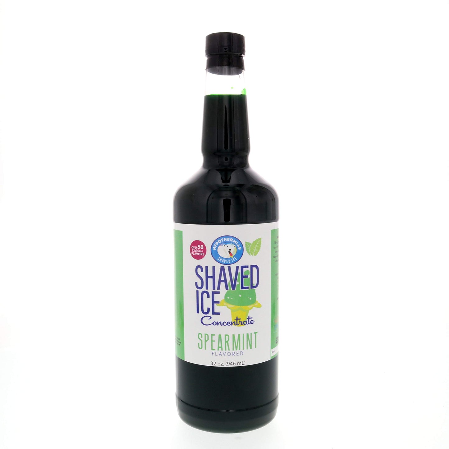Hypothermias Spearmint Shaved Ice Syrup Concentrate - 32 Fl Oz - Makes 8 Gallons - Unsweetened, Add Sweetener and Water