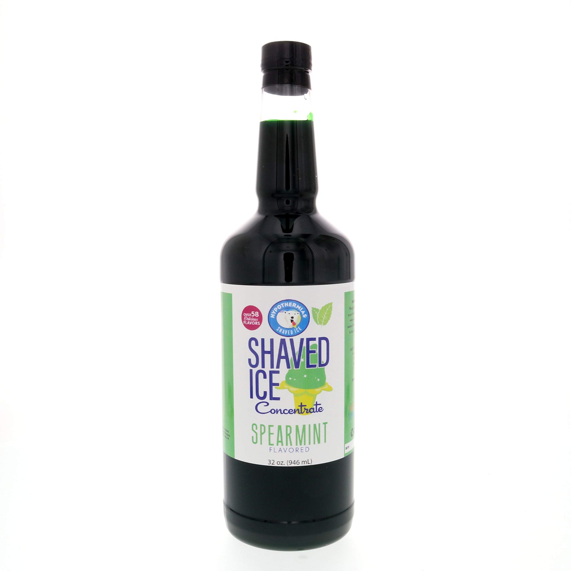 Hypothermias Spearmint Shaved Ice Syrup Concentrate - 32 Fl Oz - Makes 8 Gallons - Unsweetened, Add Sweetener and Water