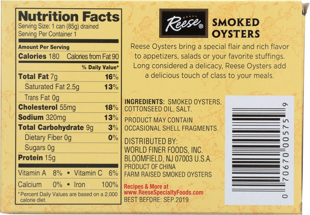 Reese Smoked Oysters, Petite, 3.7 oz (Pack of 10), Model 070670005759