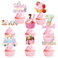Joybileefun 40PCS Ice Cream Cupcake Toppers, Paper Birthday Decorations, 2*4 inches, Sweet Sassy and Seven Color