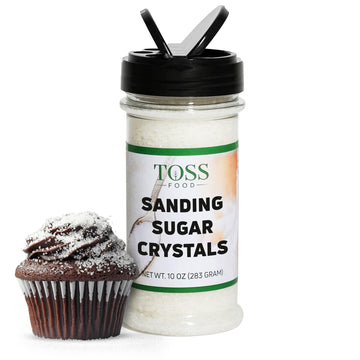 Sanding Sugar Crystals for Professional Baking & Decorating 10 oz - TOSS Coarse White Sparkling Sugar Sprinkles for Cakes, Cooki