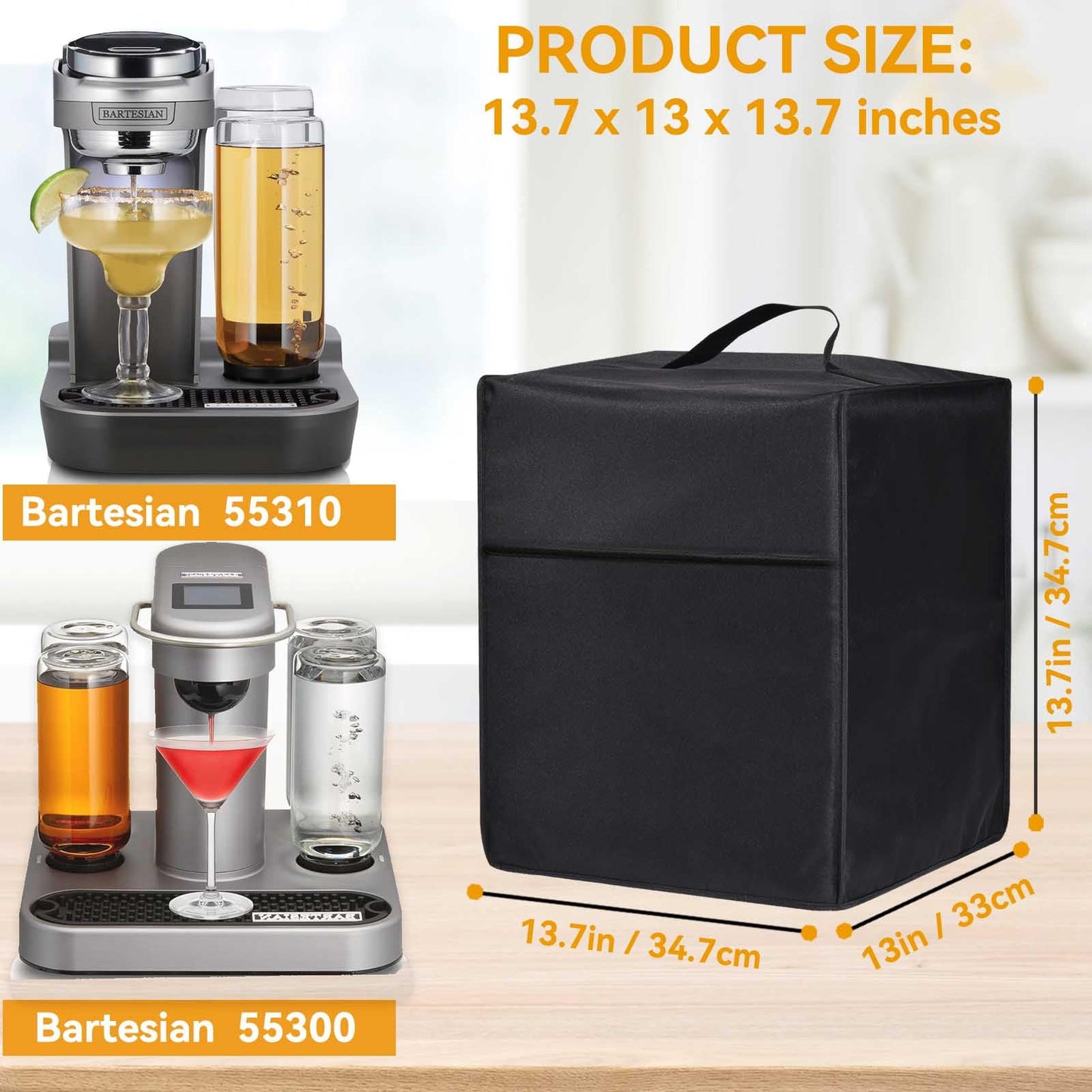 MozkeTo19 Cocktail Maker Machine Dust Cover, Heat-Resistant Waterproof 600D Nylon, 13.7x13x13.7 inches