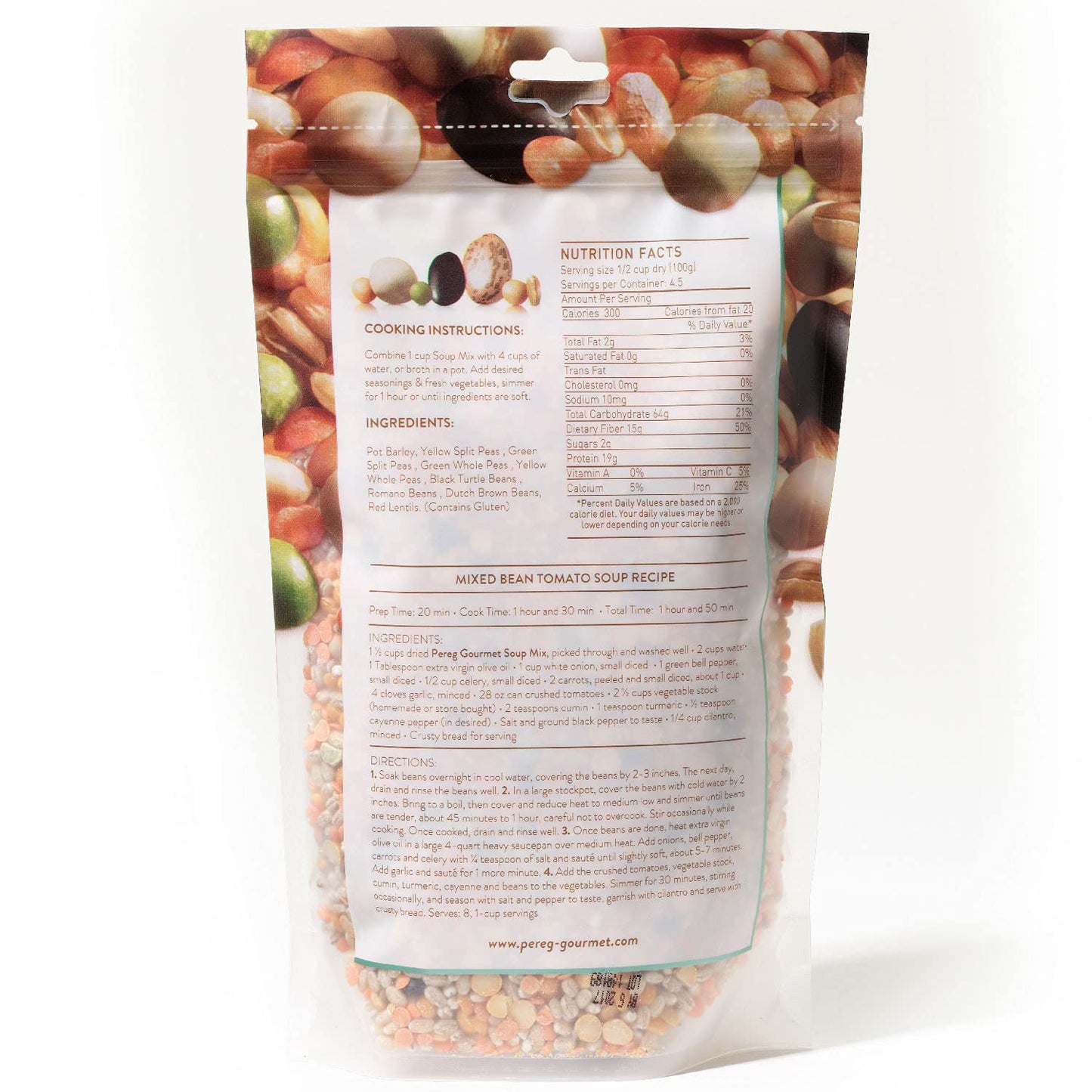 Pereg Natural Foods Soup Mix, Peas, Beans, Lentils, Kosher, Natural, 1Lb