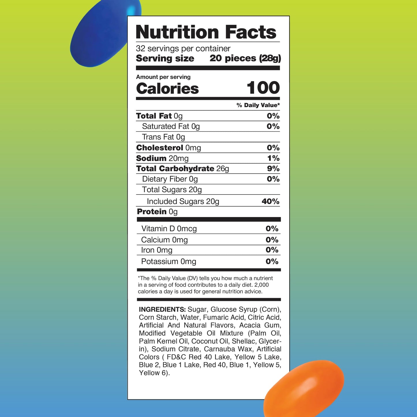 Sour Jelly Beans - 2 Pound Bulk Pack - Tart Fruit Flavored Candy