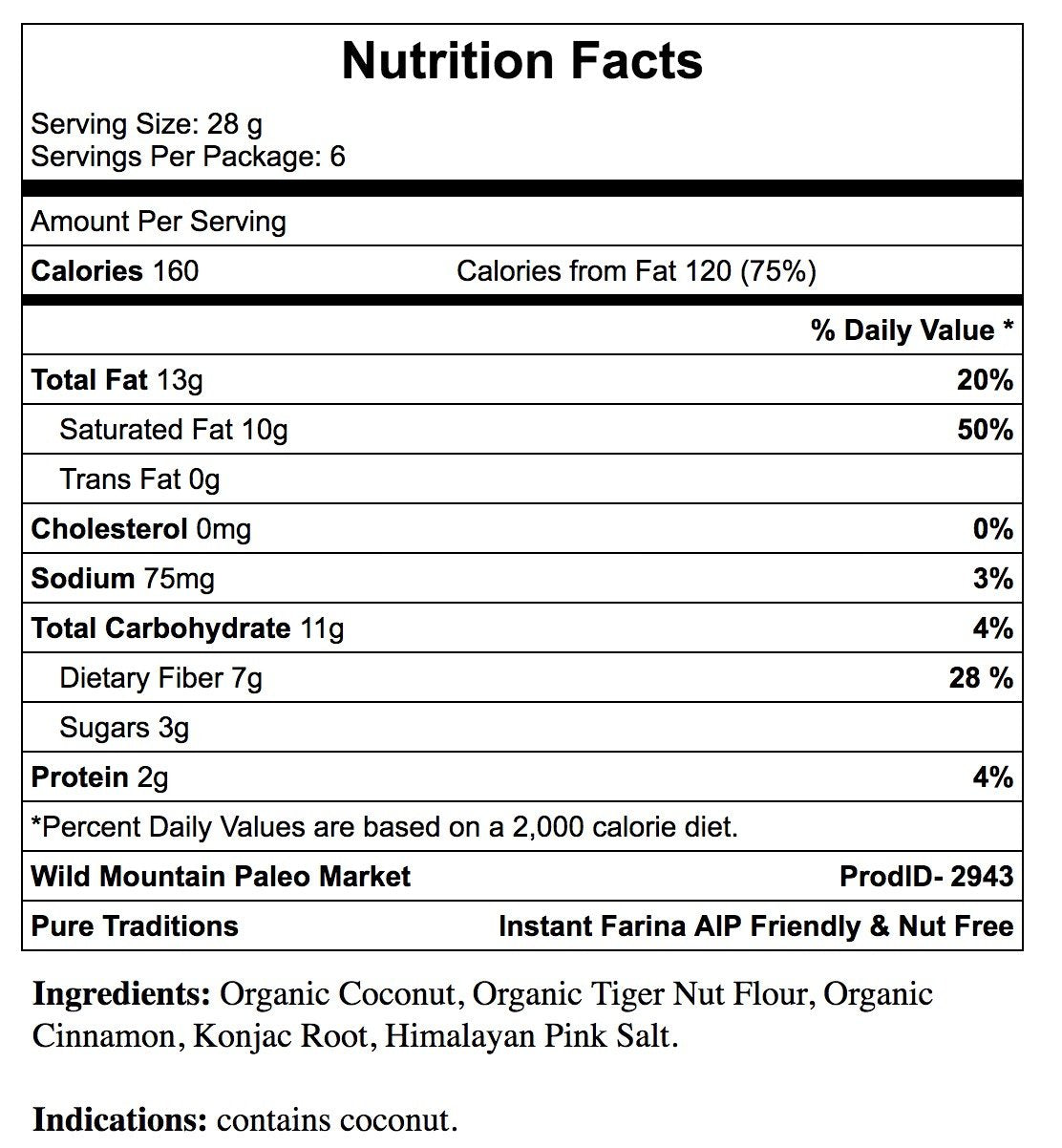 Instant Farina, Aip Friendly, Certified Paleo, Gluten & Grain Free (6 Ounce)