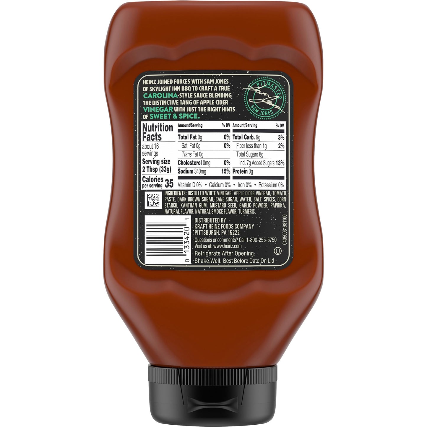 HEINZ Carolina Vinegar Style BBQ Sauce, 18.6 oz Bottle, 1.16 lb