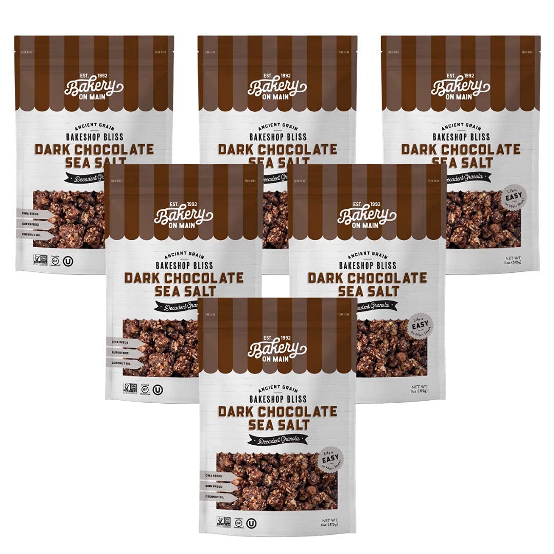 Bakery On Main Decadent Granola, Dark Chocolate Sea Salt – Whole Grain Bakeshop Bliss, Gluten-Free, Non-Gmo, 11 Ounce (Pack Of 6)