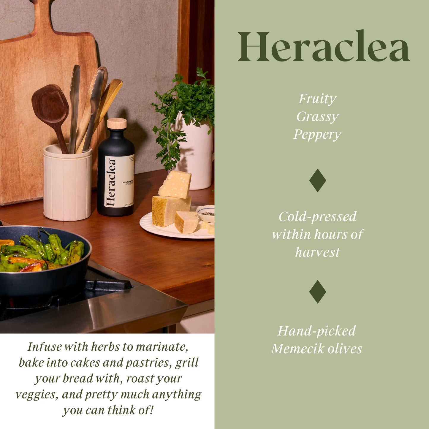 Heraclea Organic Extra Virgin Olive Oil - Cold Pressed - Polyphenol Rich - 16.9 oz Bottle