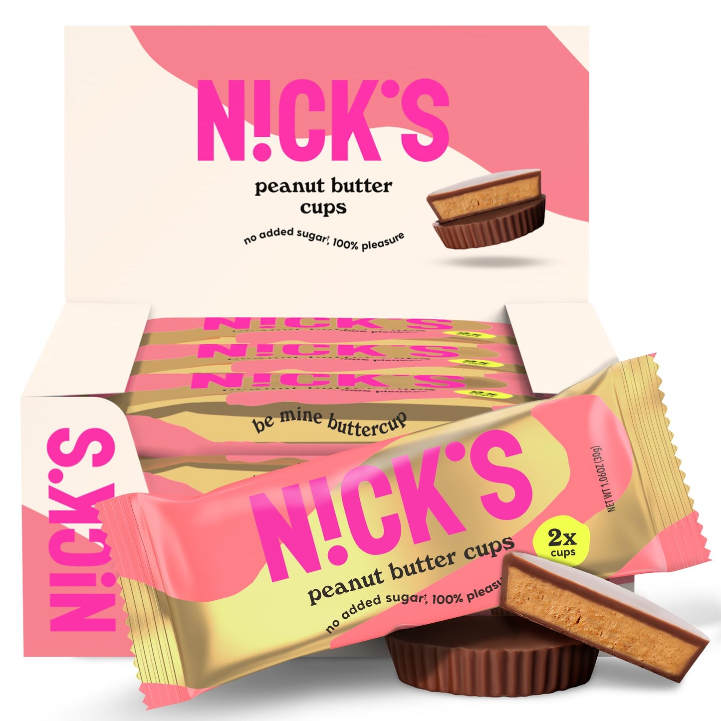 N!CKS Low Carb Peanut Butter Cups, Keto Friendly, 1.7g Net Carbs, Gluten Free, 12 Pack, Model NICKS-CON15-04