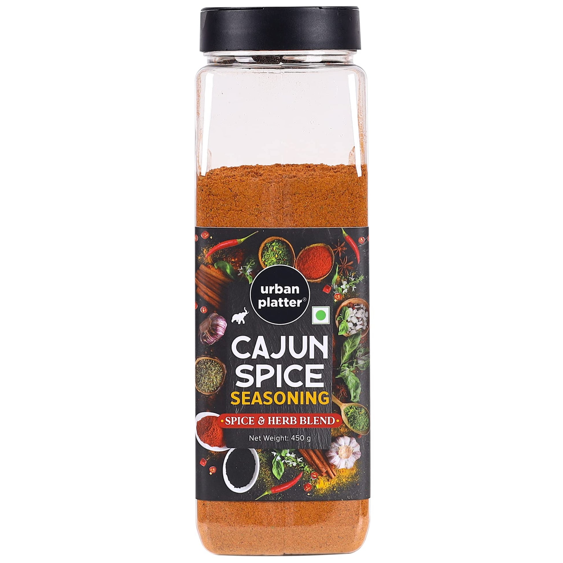 Urban Platter Cajun Spice Seasoning Shaker Jar, 450g / 16oz [Perfect for Fries, Appetizers, Proteins and More | Spicy & Herby]