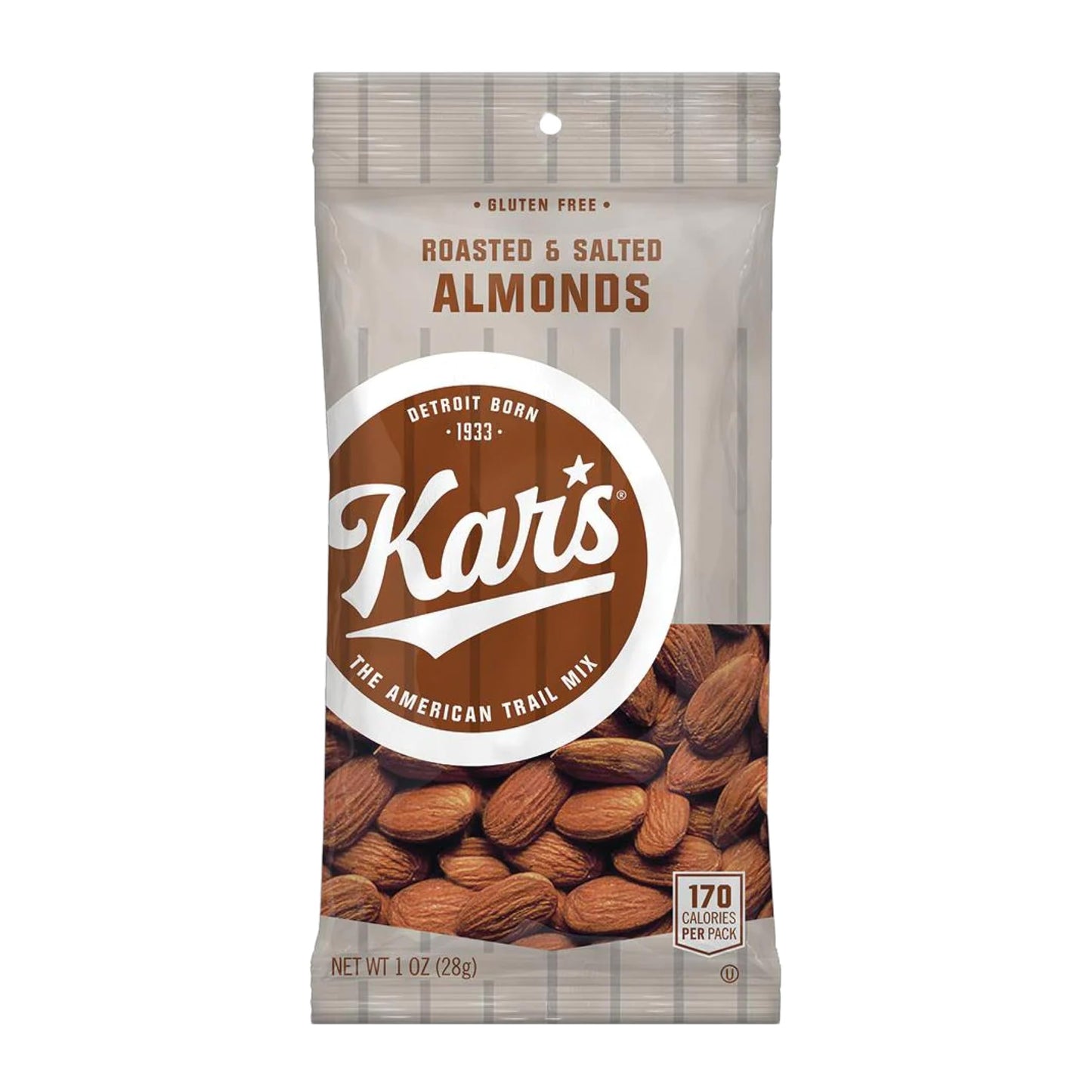Kars Nuts Roasted & Salted Almonds, 1 oz Individual Snack Packs - Bulk Pack of 100, Gluten-Free Snacks