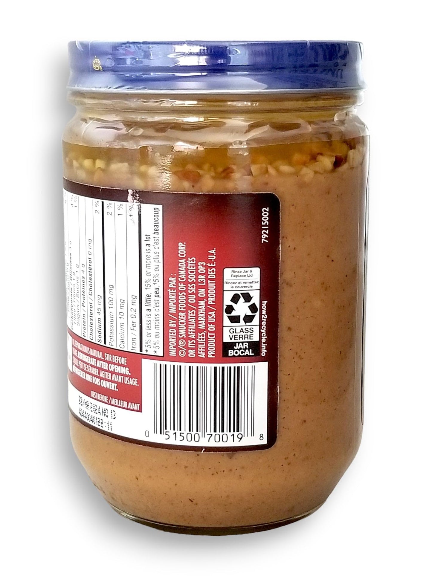 Smucker Foods Of Canada Corp. Adams 100% Natural Crunchy Dark Roast Peanut Butter, 500G/17.5 Oz. Jar