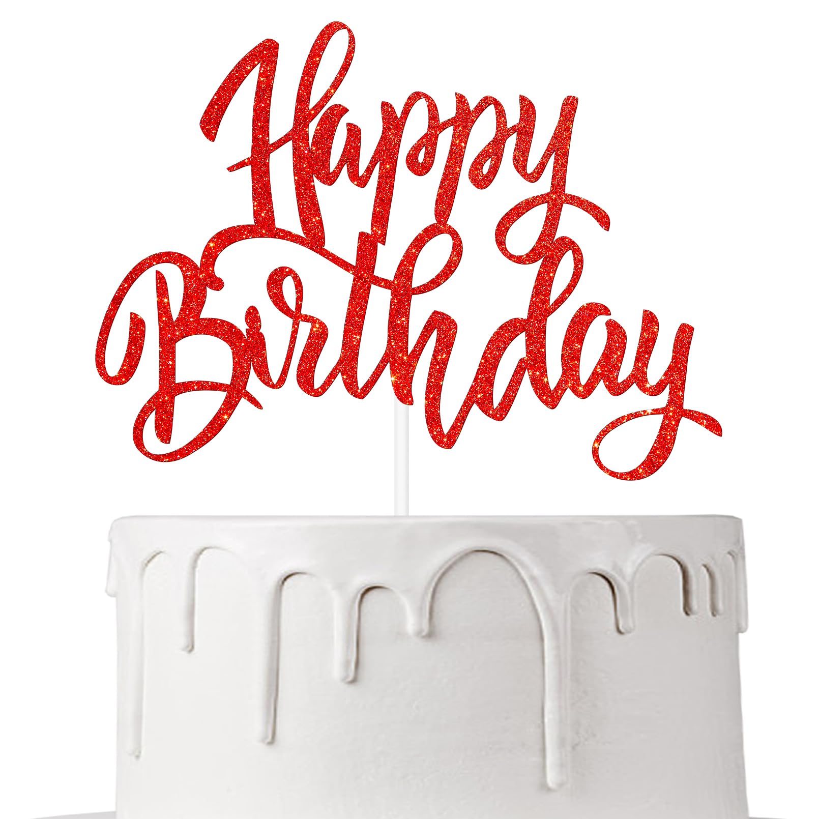 Notbadsys Birthday Cake Decorations, Gold Glitter Letters, Red, Model S1-1-(????)