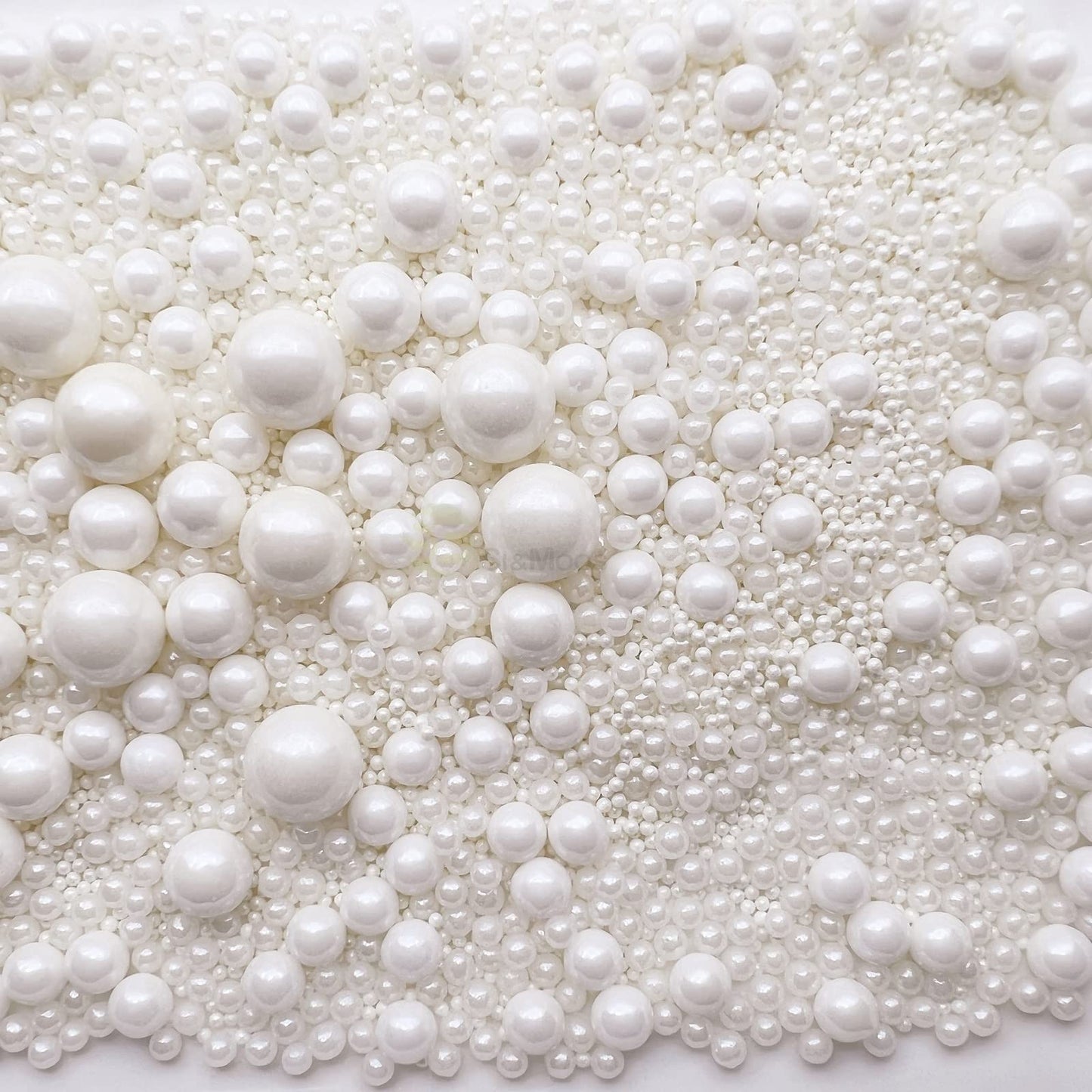 SE SI&MOOS White Edible Pearl Sprinkles for Cake Decorating, 5.1 OZ with Tweezers, Perfect for Cakes and Cupcakes