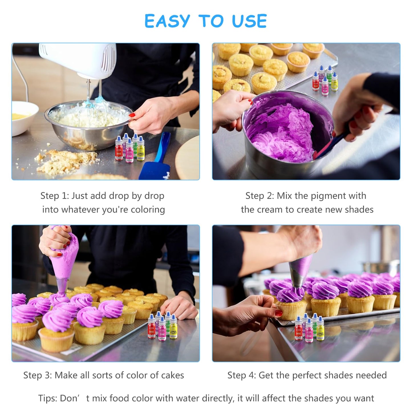 Jelife Gel Food Coloring Set - 20 Colors, 6ml Bottles, Flavorless Edible Dye for Baking, Icing, Macaron, Fondant, Cookies