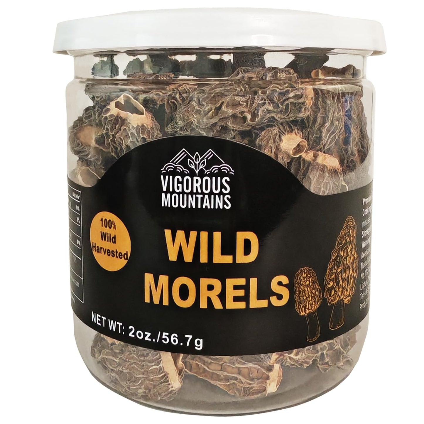 VIGOROUS MOUNTAINS enhanced Dried Wild Morel Mushrooms  Wild Harvested  2oz Earthy Flavor & Rich Umami-Perfect for Gourmet Cooking  Soups  Pasta & Risotto (56.7g)