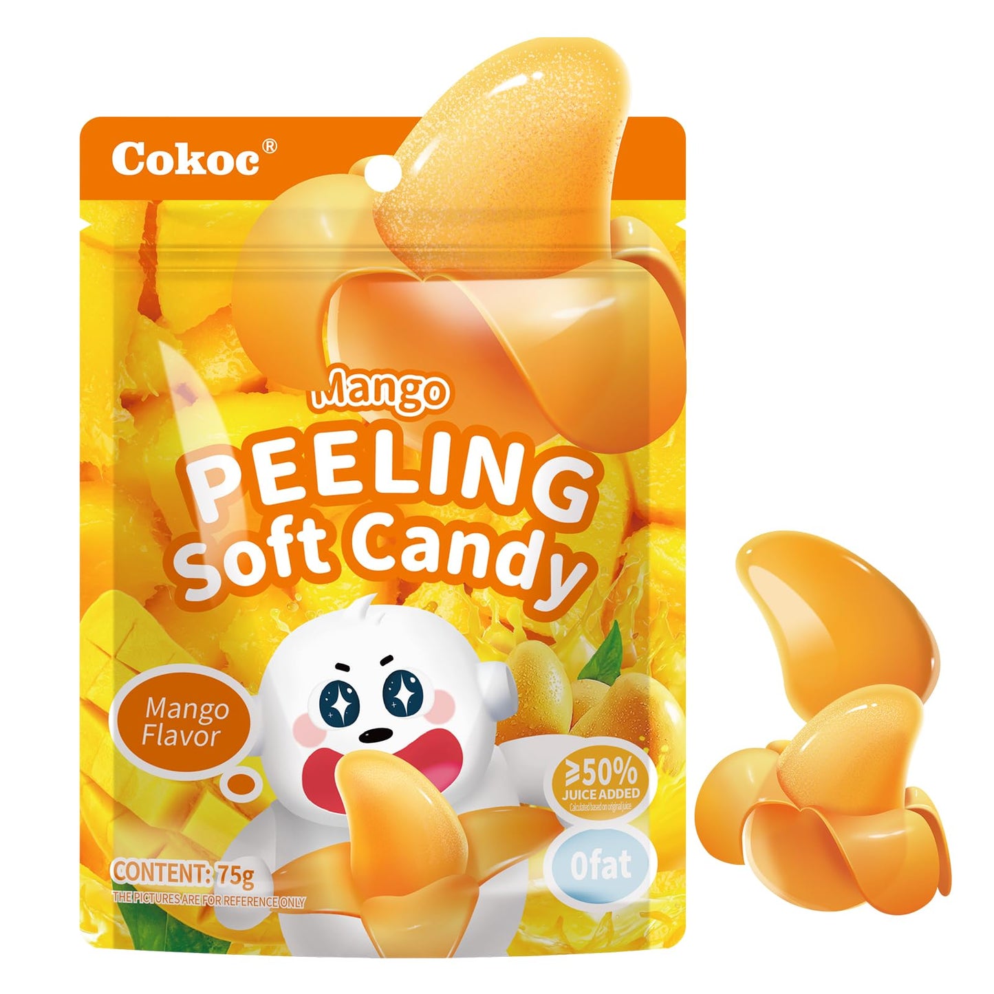 COKOC Peelable Gummies Mango Candy, Individual Packaging, 2.64oz Bag, Pack of 3