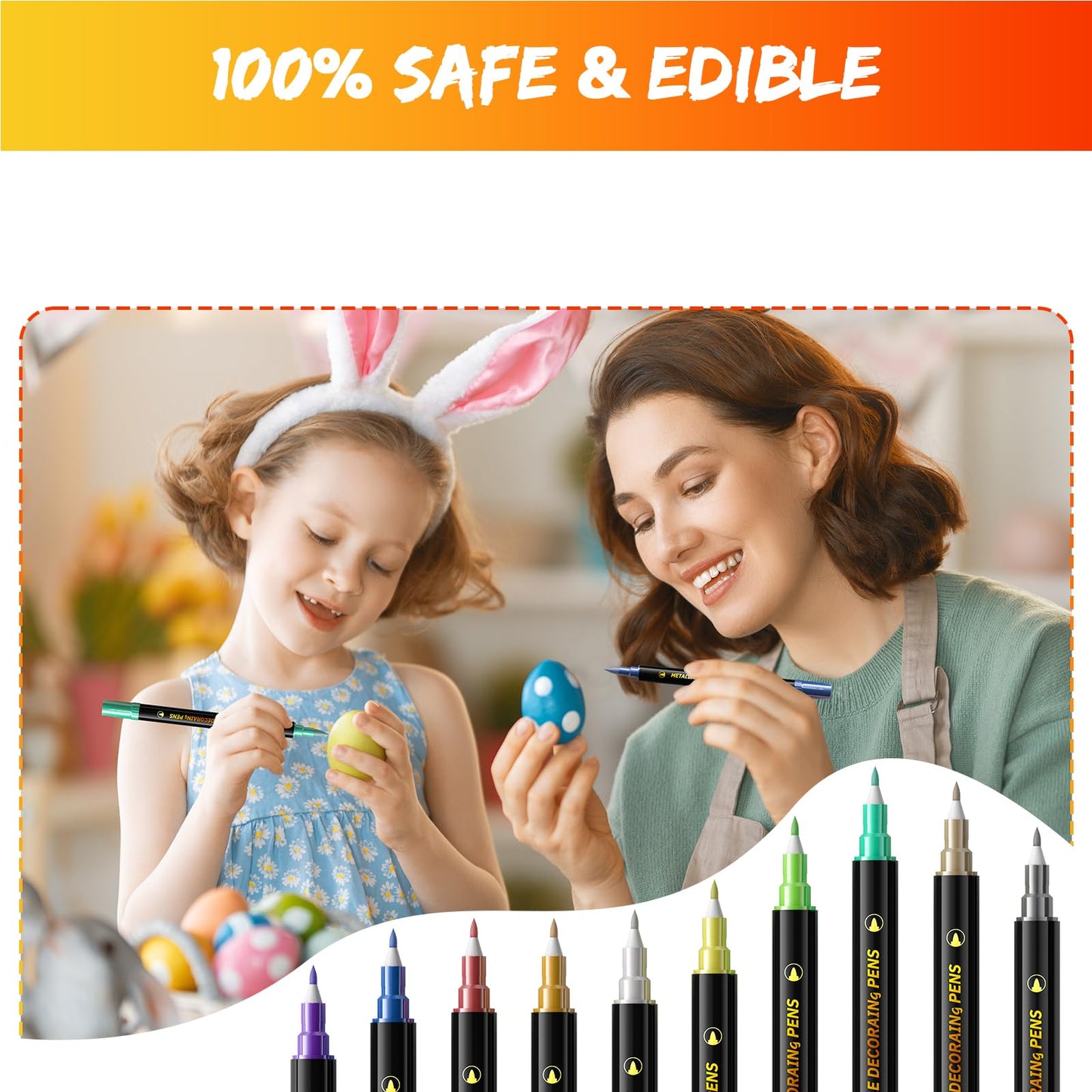Jewem Edible Markers For Cookie Decorating, 10Pcs Upgrade Grade Metallic Markers Gold Shimmering Pens, Double Sided Tip Food Col