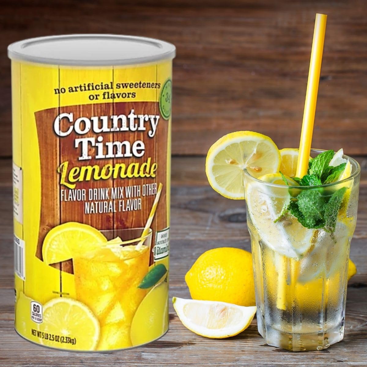 Global Basics Country Time Lemonade Powdered Drink Mix | 1 Canister, 82.5 Oz | Includes Easy Scoop Measuring Cup!