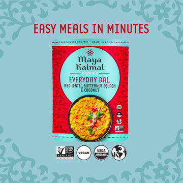 Maya Kaimal - Organic Indian Everyday Dal - Red Lentil 10Oz - Fully Cooked With Butternut Squash And Coconut - Vegan - Microwava