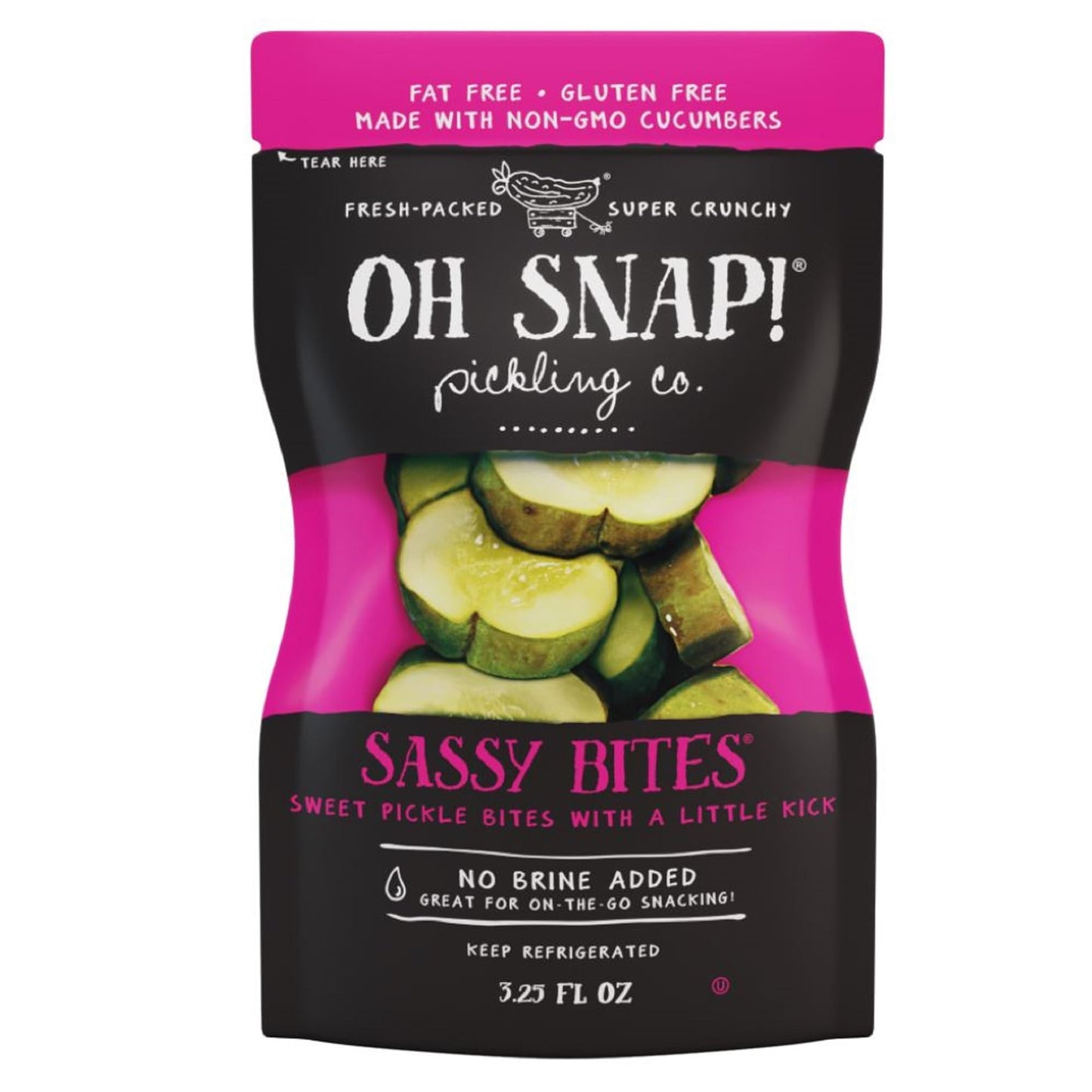 Oh Snap! Sassy Bites (12 Pack) - Sweet Pickle Bites With A Little Kick - Fresh Packed Ready To Eat Sweet & Spicy Pickle - Gluten