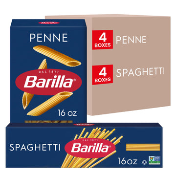 Barilla Penne Pasta & Spaghetti Pasta Variety Pack, 16 Oz. Boxes (Pack Of 8) - Non-Gmo Pasta Made With Durum Wheat Semolina - Kosher Certified Pasta