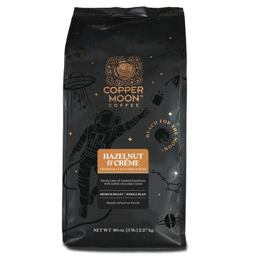 Copper Moon Medium Roast Whole Bean Coffee, Hazelnut & Cream Blend, 5 Lb
