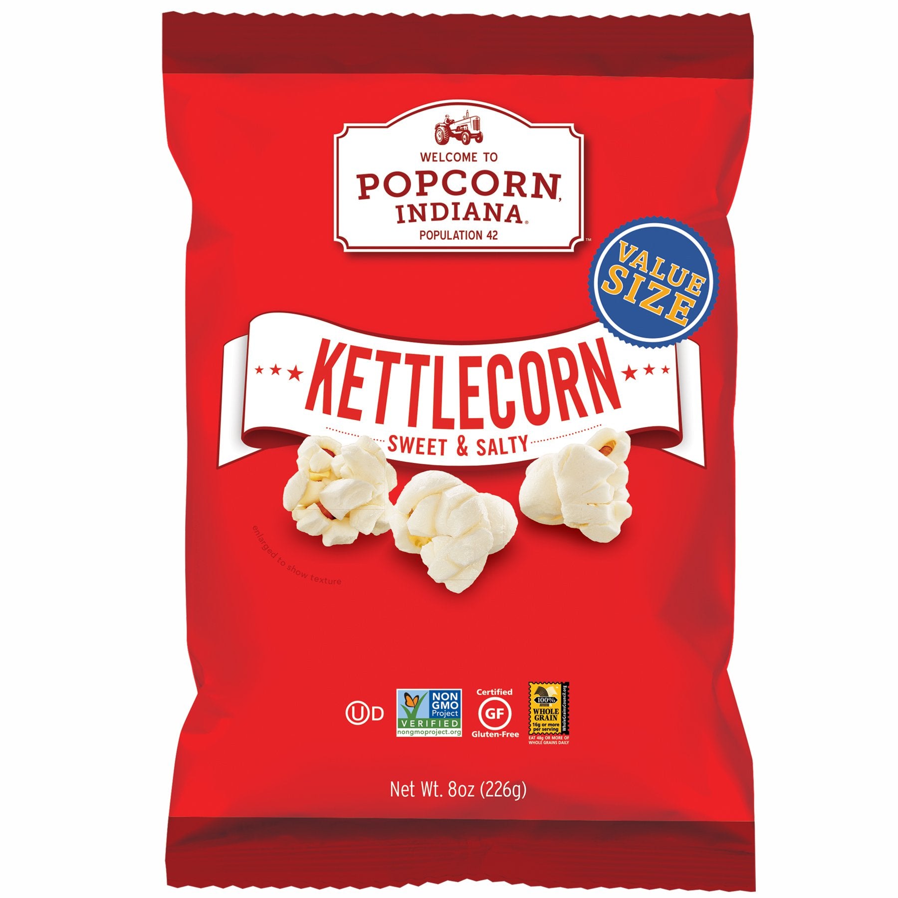 Popcorn Indiana Popcorn, Kettlecorn Sweet & Salty, 8 Ounce Bag (Pack of 6)