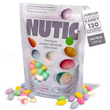 Nutic Premium Jordan Almonds Candy - 1LB, Assorted Colors, Perfect for Weddings & Easter