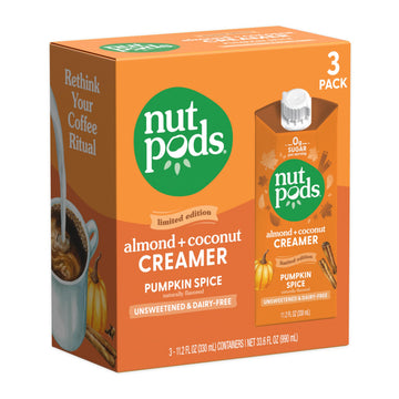 nutpods Pumpkin Spice Creamer, Unsweetened Dairy-Free, Vegan, 11.2 Fl Oz (Pack of 3)
