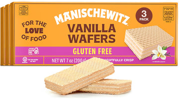 Manishewitz Gluten Free Vanilla Wafers, 7oz (3 Pack) Crispy Wafer with Creamy Vanilla Filling | Dairy Free | Non GMO | Kosher (i